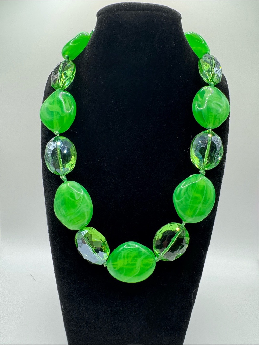 Vibrant Green Chunky Bead Statement Necklace